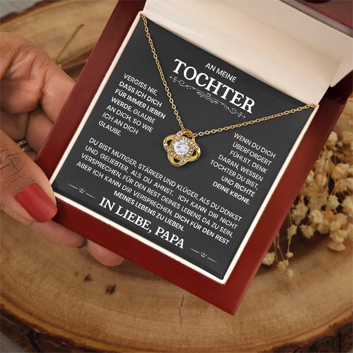 Knoten-Halskette mit Karte an die Tochter von Papa