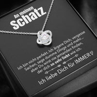 Knoten-Halskette mit Karte an meinen lieben Schatz