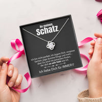 Knoten-Halskette mit Karte an meinen lieben Schatz