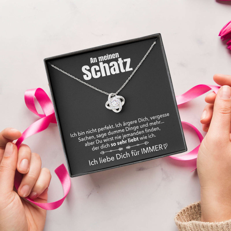 Knoten-Halskette mit Karte an meinen lieben Schatz