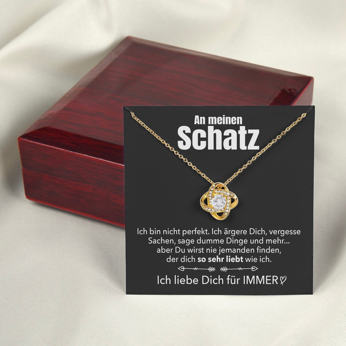 Knoten-Halskette mit Karte an meinen lieben Schatz - Liebesketten