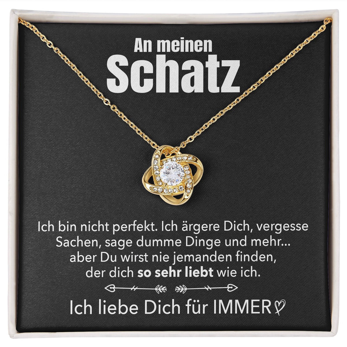 Knoten-Halskette mit Karte an meinen lieben Schatz - Liebesketten