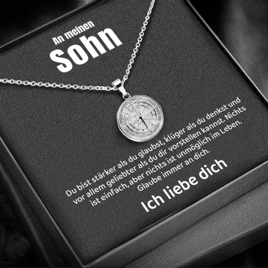 Kompass-Anhänger mit Karte an meinen lieben Sohn - Liebesketten