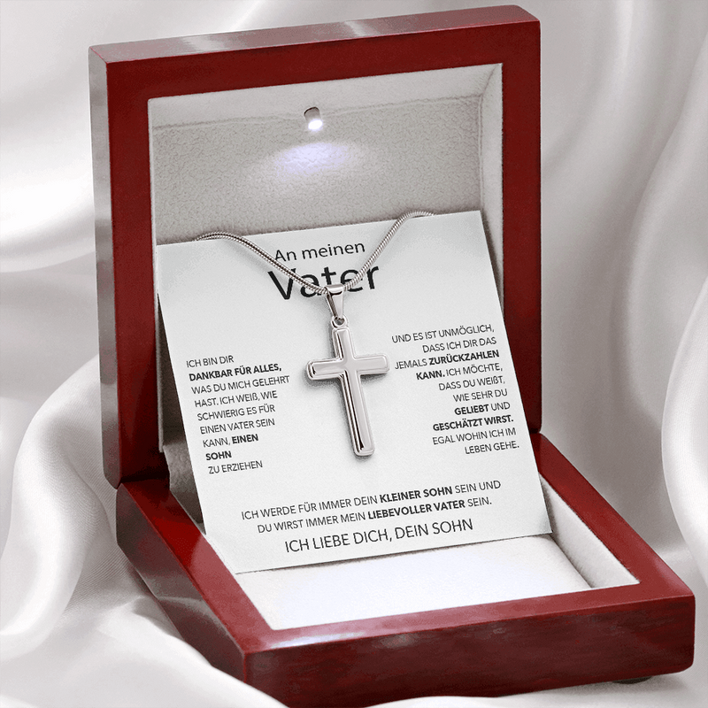 Kreuzkette mit Karte an meinen lieben Vater oder Opa