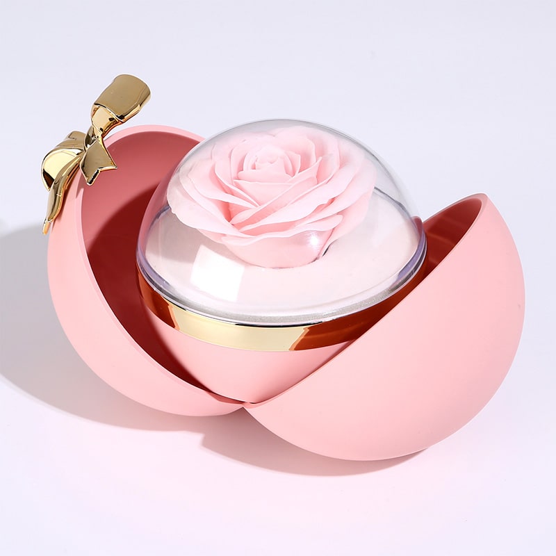 Kugel-Rosenbox mit Herz-Halskette und echter Rose - Liebesketten