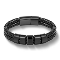 Lederarmband mit gravierten Namensbeads für ihn