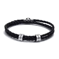 Lederarmband mit gravierten Namensringen für ihn