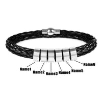Lederarmband mit gravierten Namensringen für ihn