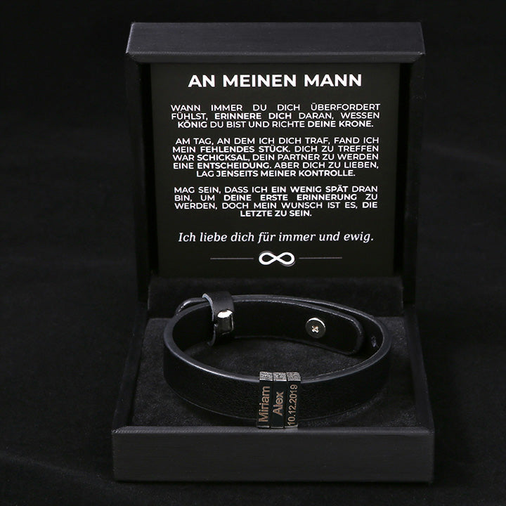 Lederarmband mit gravierten Plättchen für ihn - Liebesketten