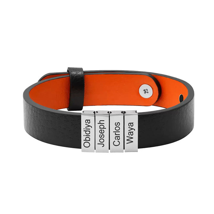 Lederarmband mit gravierten Plättchen für ihn - Liebesketten