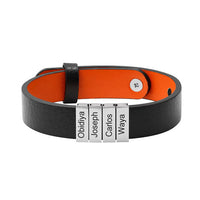 Lederarmband mit gravierten Plättchen für ihn