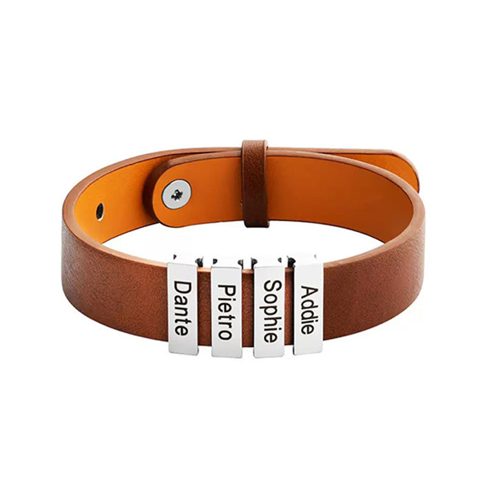 Lederarmband mit gravierten Plättchen für ihn - Liebesketten
