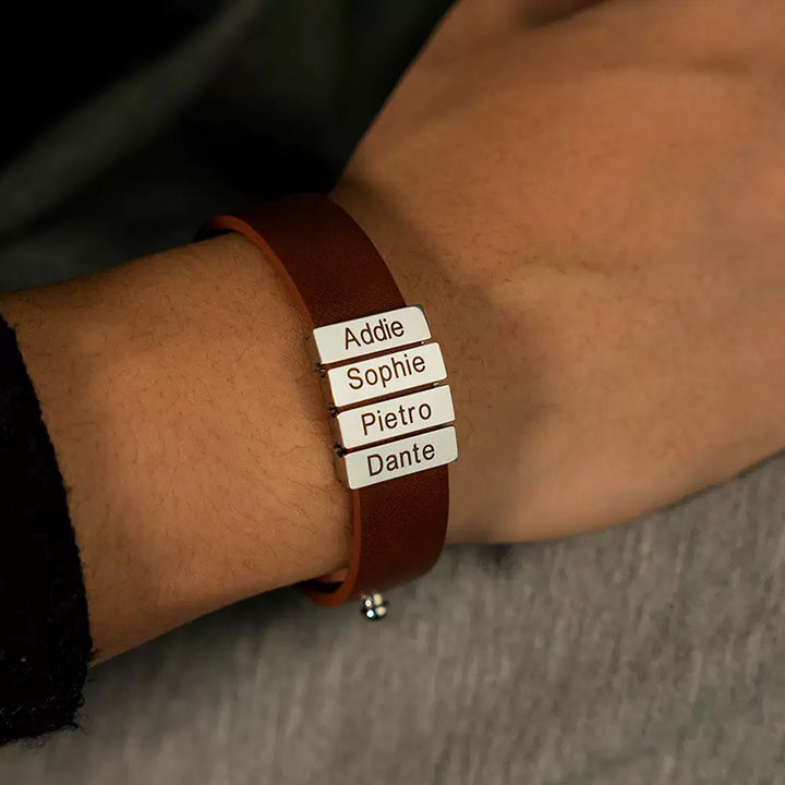 Lederarmband mit gravierten Plättchen für ihn - Liebesketten