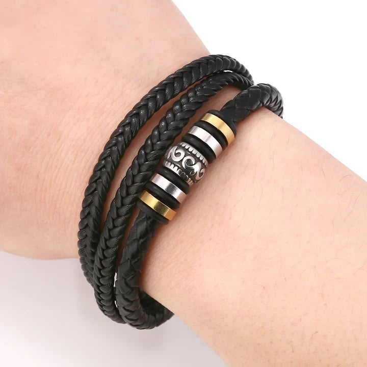 Lederarmband mit Stahlelement für deinen Enkel - Liebesketten