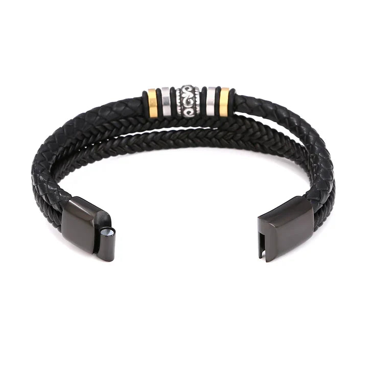 Lederarmband mit Stahlelement für deinen Enkel