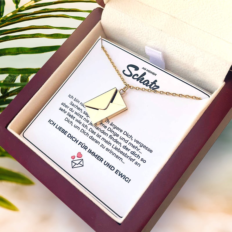 Liebesbrief-Halskette als Geschenkset mit Box - Liebesketten