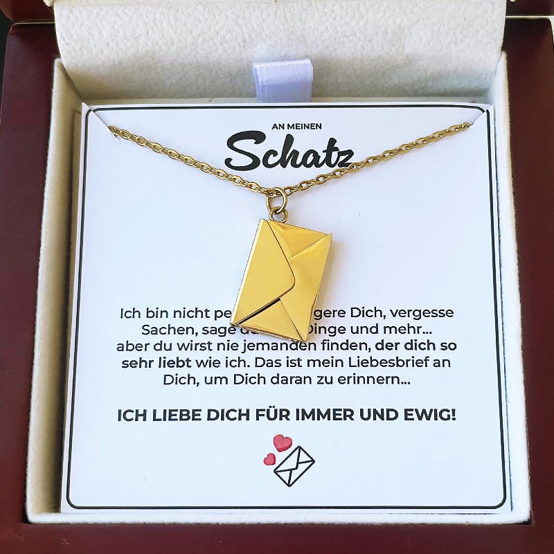 Liebesbrief-Halskette als Geschenkset mit Box - Liebesketten