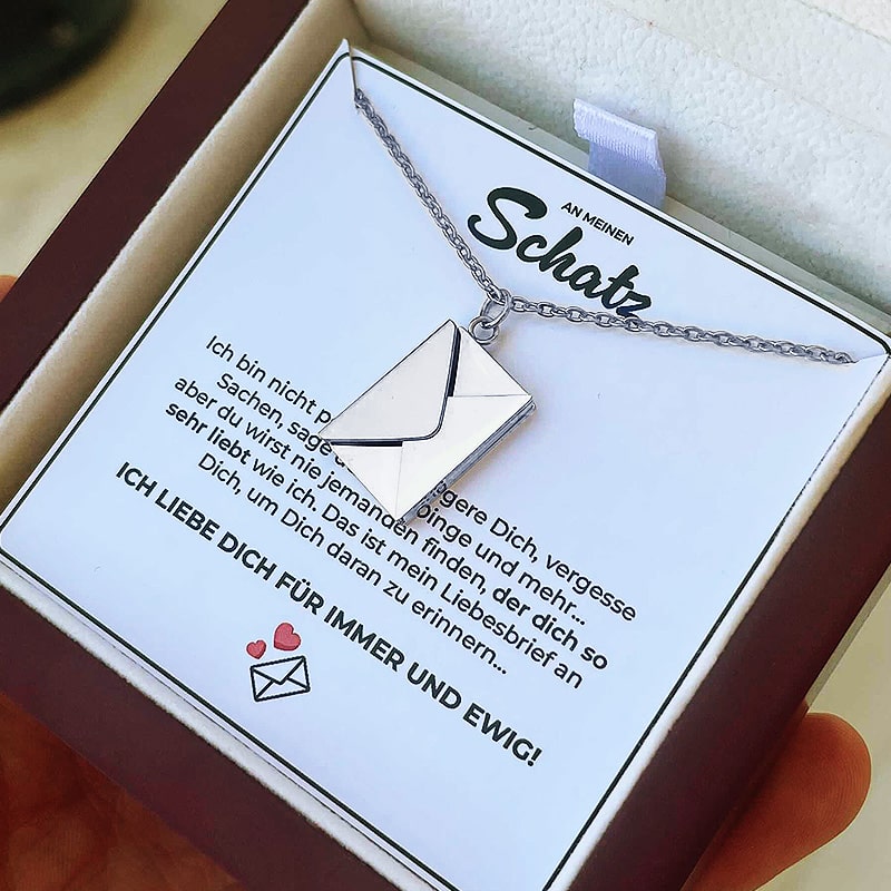 Liebesbrief-Halskette als Geschenkset mit Box - Liebesketten
