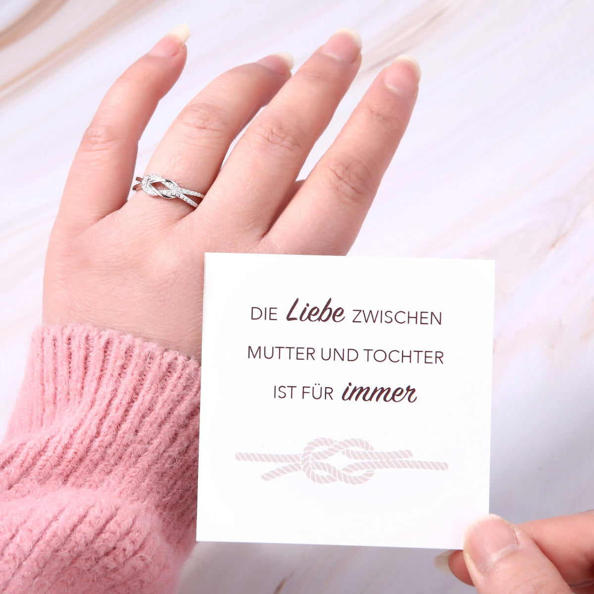 Liebesknoten-Ring für Mutter und Tochter im Set - Liebesketten