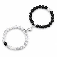 Magnetische Natursteinarmbänder für Paare im Set