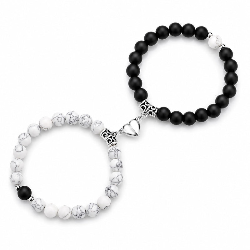 Magnetische Natursteinarmbänder für Paare im Set