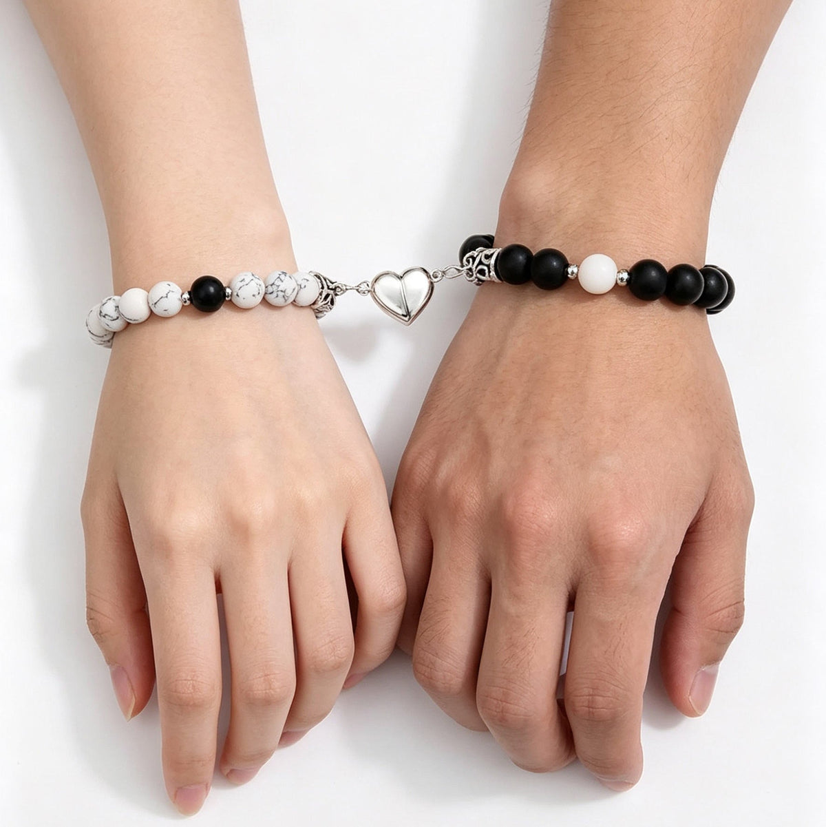 Magnetische Natursteinarmbänder für Paare im Set - Liebesketten