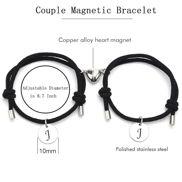 Magnetische Partnerarmbänder mit Initialen im Zweierset - Liebesketten
