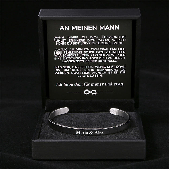 Massiver Armreif mit Gravur an meinen lieben Mann - Liebesketten