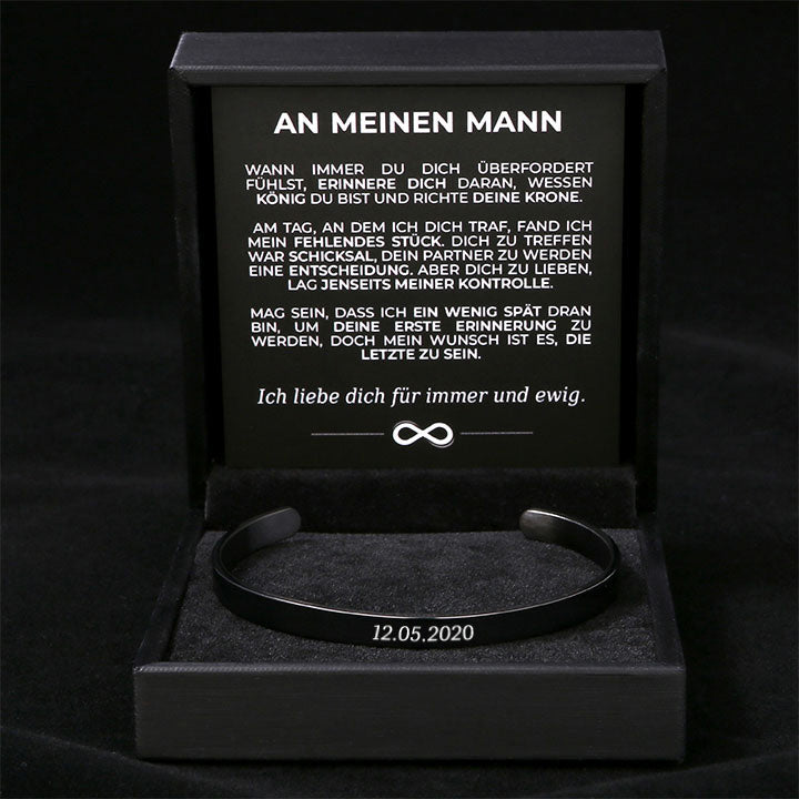 Massiver Armreif mit Gravur an meinen lieben Mann
