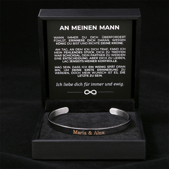 Massiver Armreif mit Gravur an meinen lieben Mann