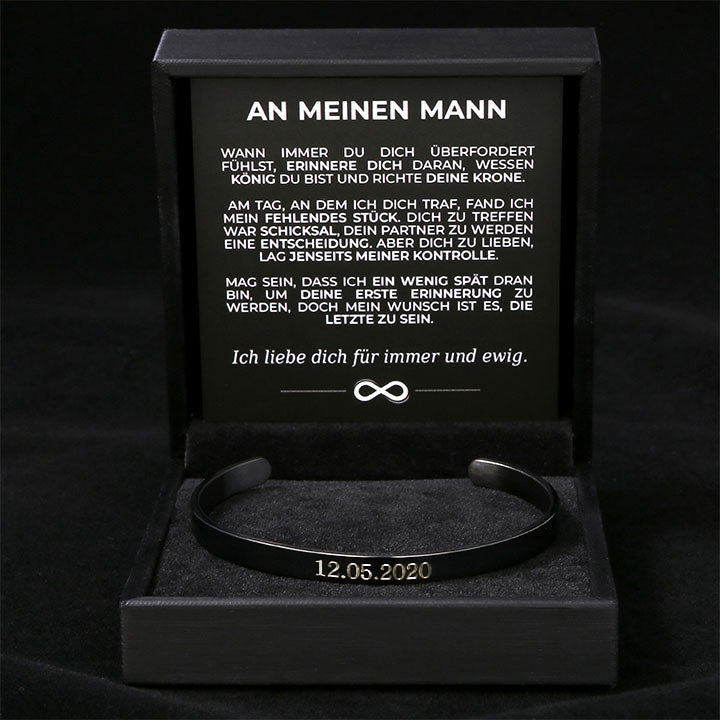Massiver Armreif mit Gravur an meinen lieben Mann - Liebesketten