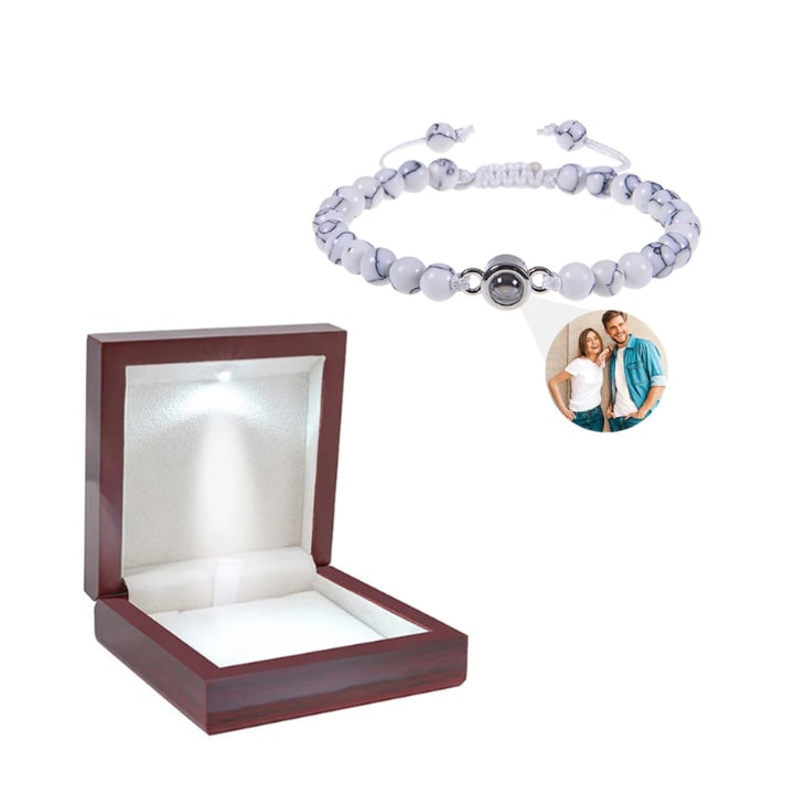 Perlenarmband mit Foto im Durchschau-Stein für dich