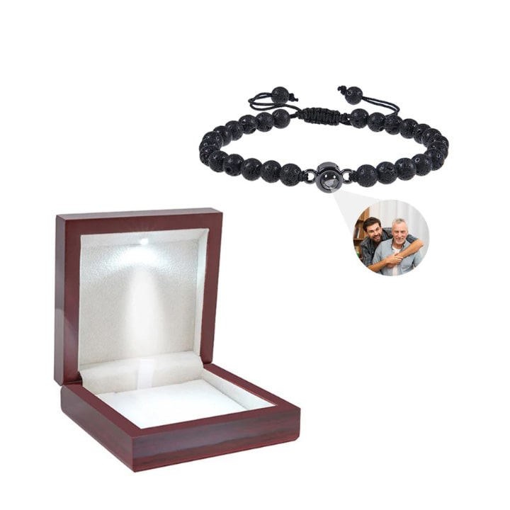 Perlenarmband mit Foto im Durchschau-Stein für dich