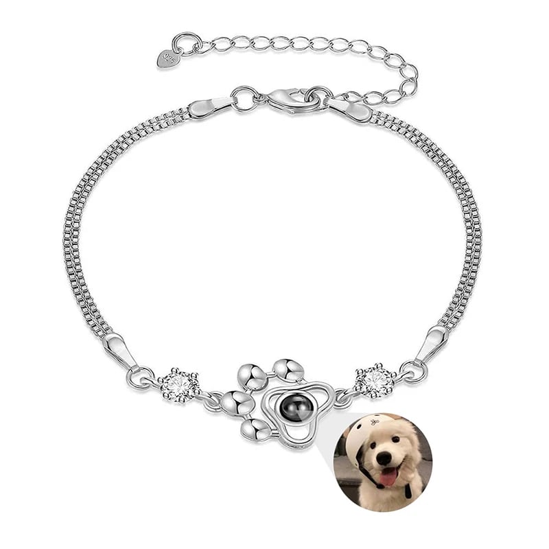 Pfoten-Armband mit Foto im Durchschau-Stein für dich - Liebesketten