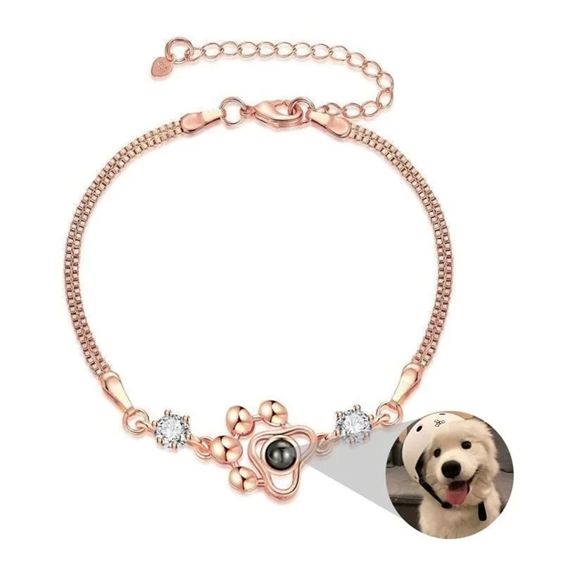 Pfoten-Armband mit Foto im Durchschau-Stein für dich