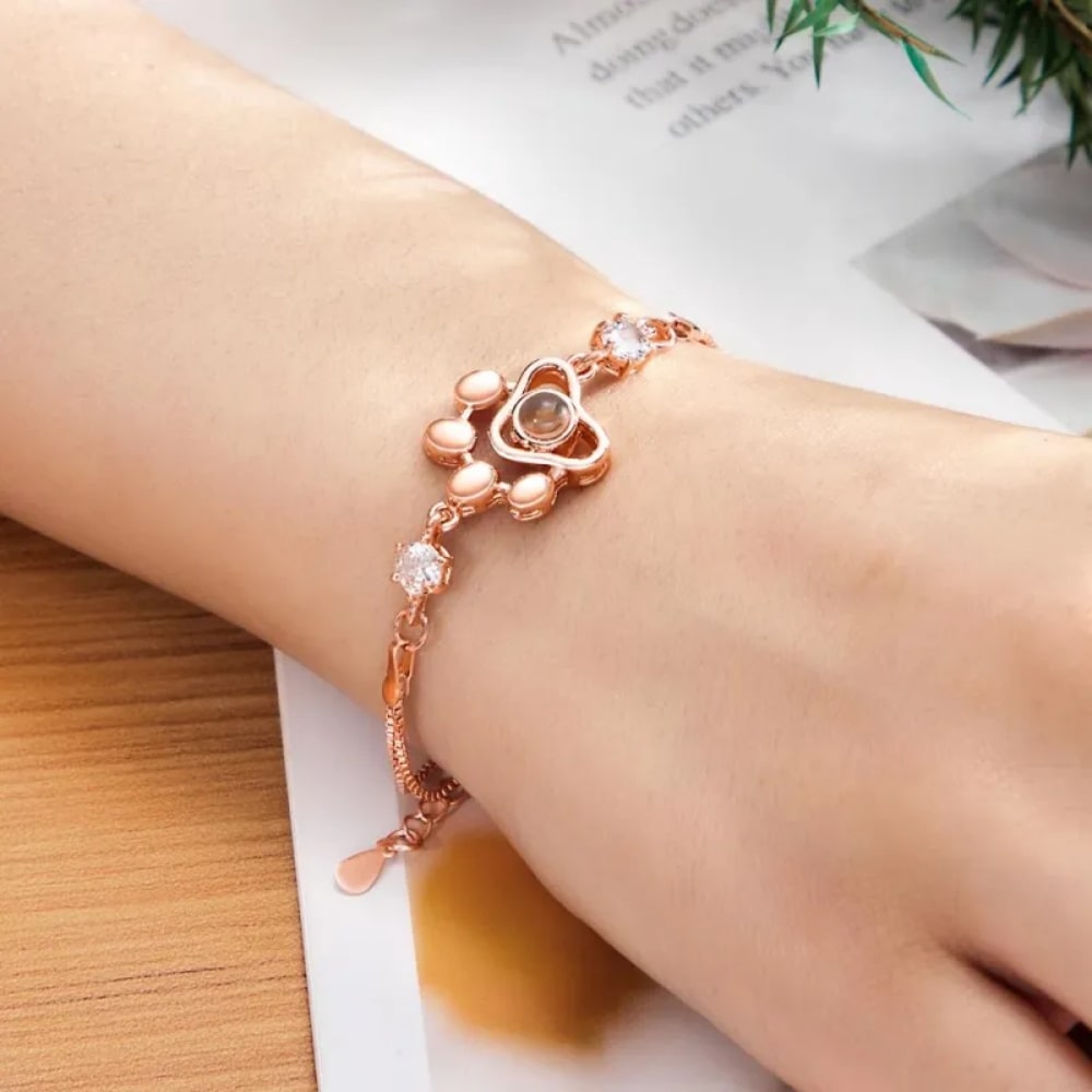 Pfoten-Armband mit Foto im Durchschau-Stein für dich - Liebesketten