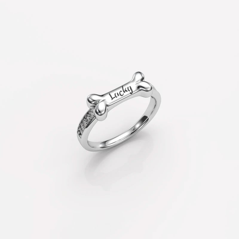 Ring mit Knochenmotiv und Namen deines Hundes - Liebesketten