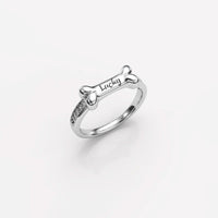 Ring mit Knochenmotiv und Namen deines Hundes
