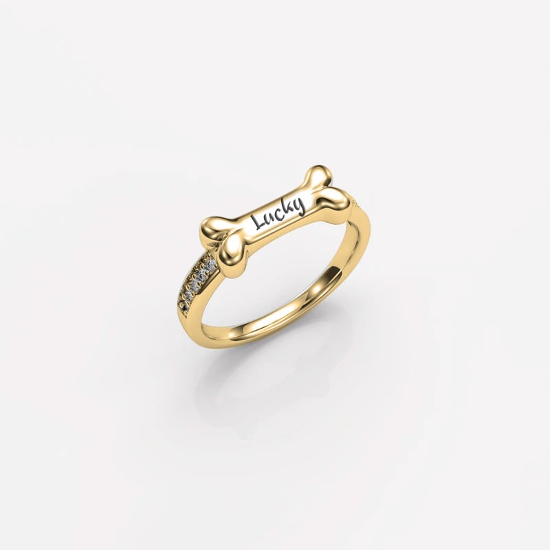 Ring mit Knochenmotiv und Namen deines Hundes - Liebesketten