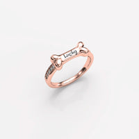 Ring mit Knochenmotiv und Namen deines Hundes