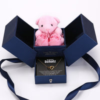 Rosenbär-Box mit gravierter Kette und deiner Notiz