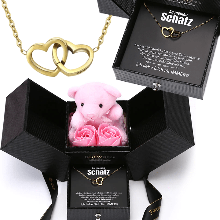 Rosenbär-Box mit gravierter Kette und deiner Notiz