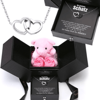 Rosenbär-Box mit gravierter Kette und deiner Notiz