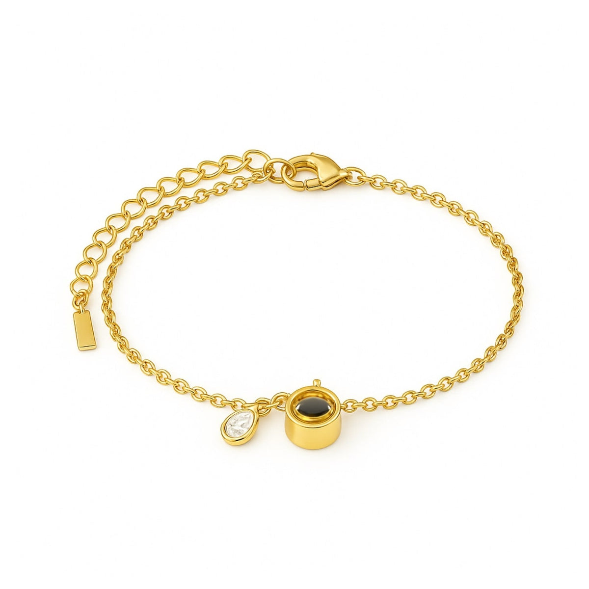Schiebe-Armband mit Geburtsstein und feiner Gravur - Liebesketten
