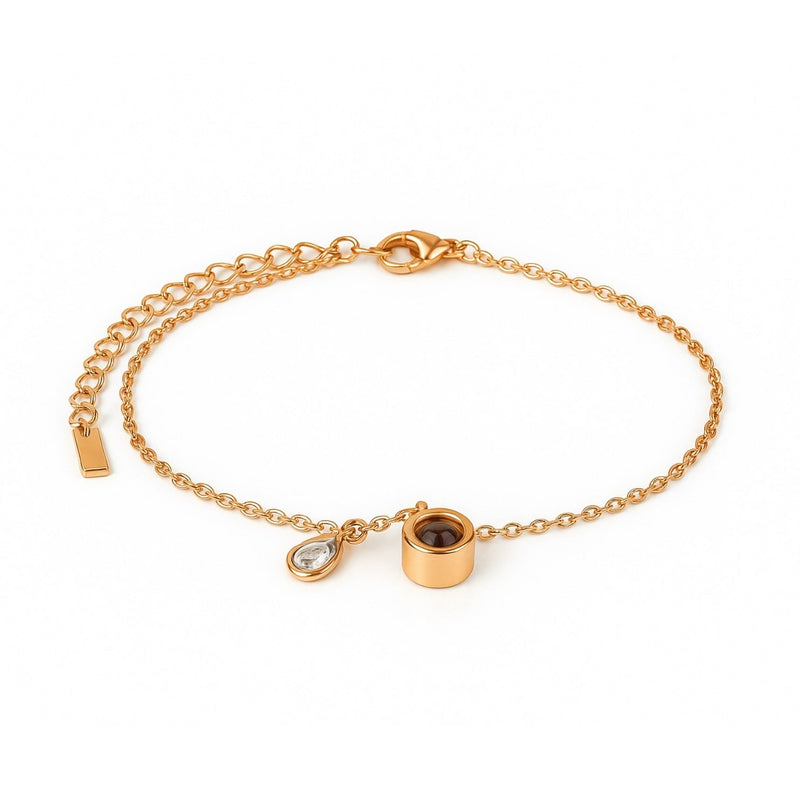 Schiebe-Armband mit Geburtsstein und feiner Gravur