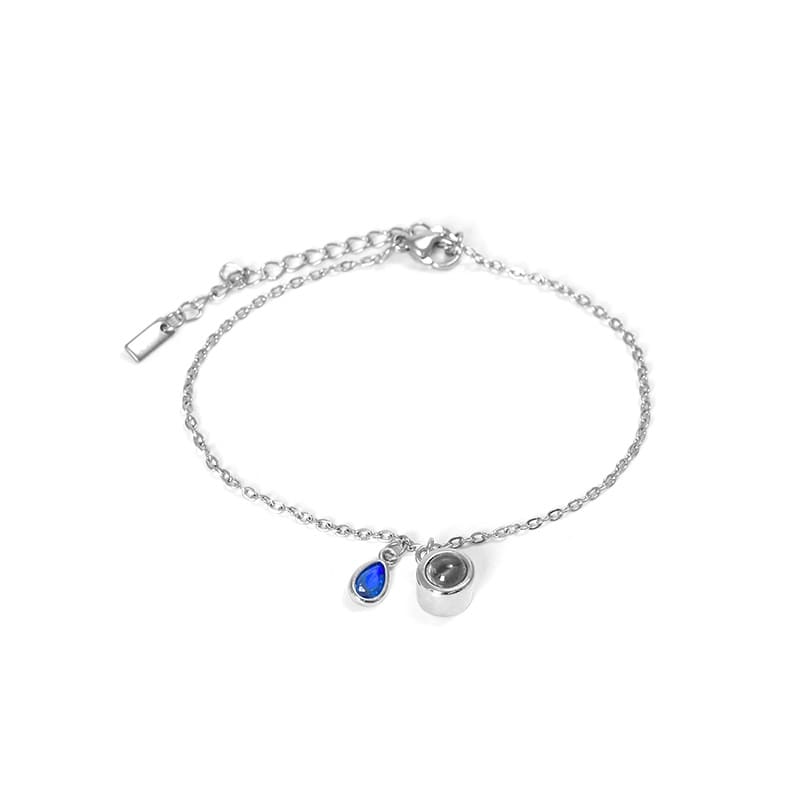 Schiebe-Armband mit Geburtsstein und feiner Gravur