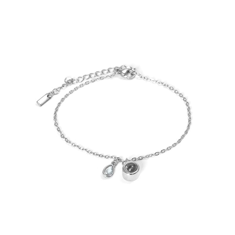 Schiebe-Armband mit Geburtsstein und feiner Gravur - Liebesketten