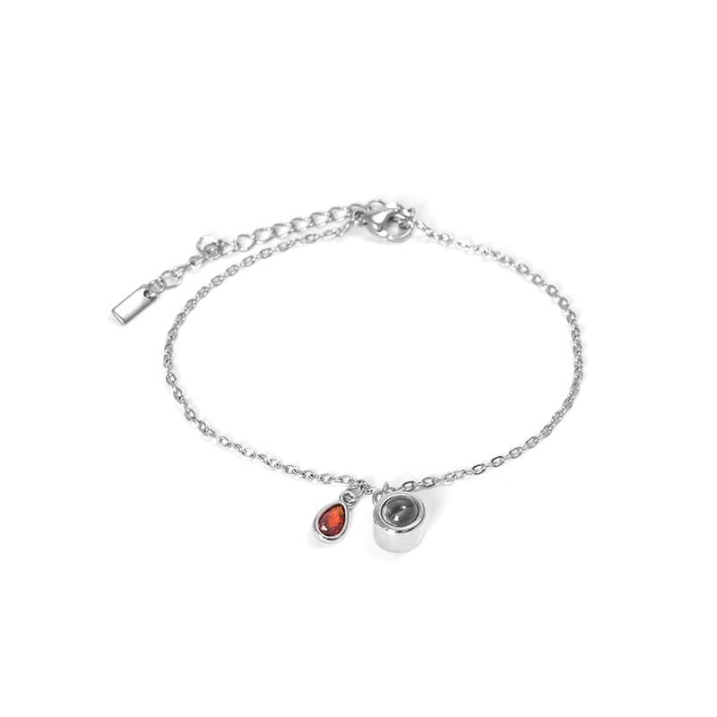 Schiebe-Armband mit Geburtsstein und feiner Gravur