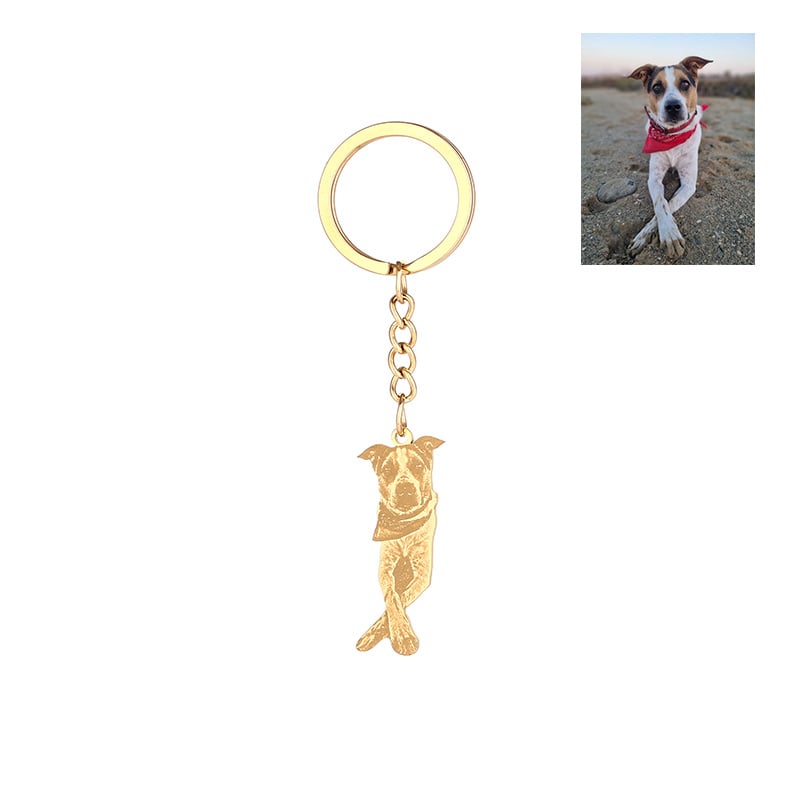 Schlüsselanhänger mit Portrait deines Hundes und Gravur