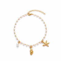 Strand-Fusskette mit Muschel- und Seestern-Charms
